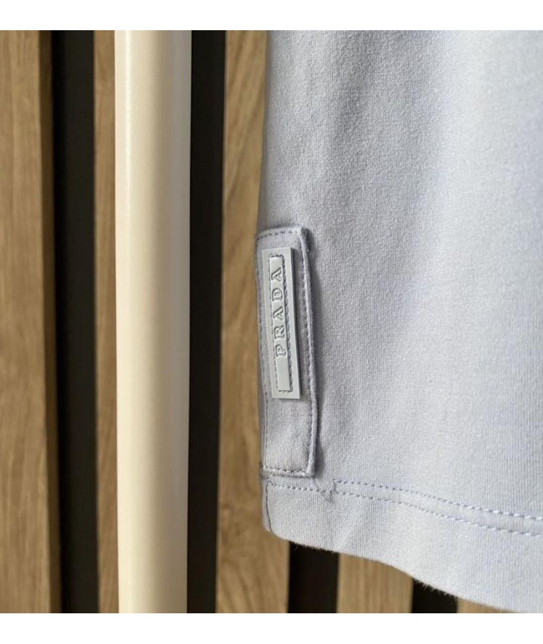 PRADA Голубая хлопко-эластановая футболка, фото 2