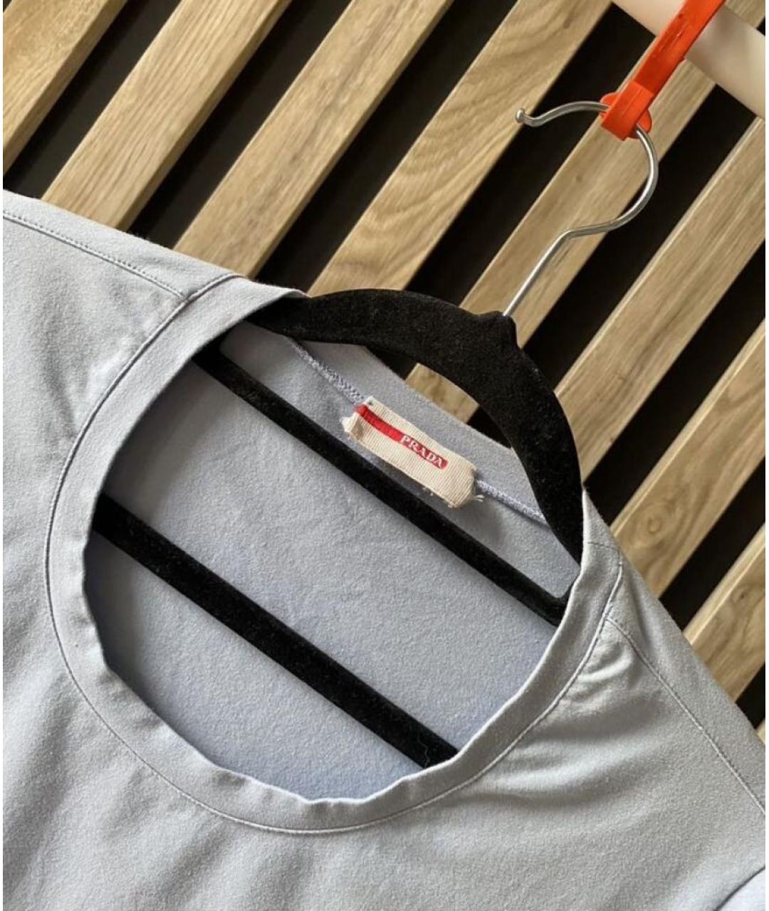 PRADA Голубая хлопко-эластановая футболка, фото 5