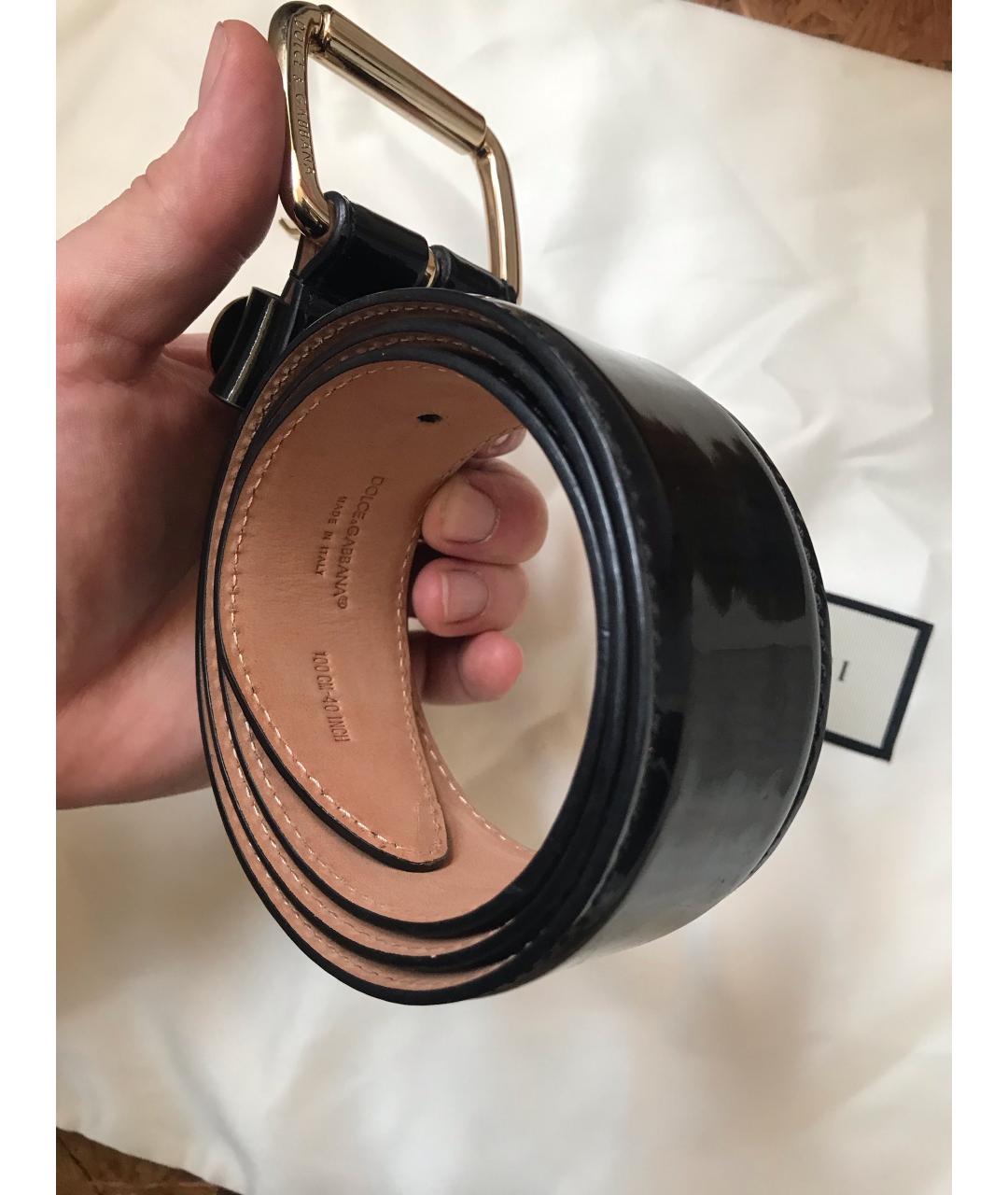 DOLCE&GABBANA Черный ремень из лакированной кожи, фото 2