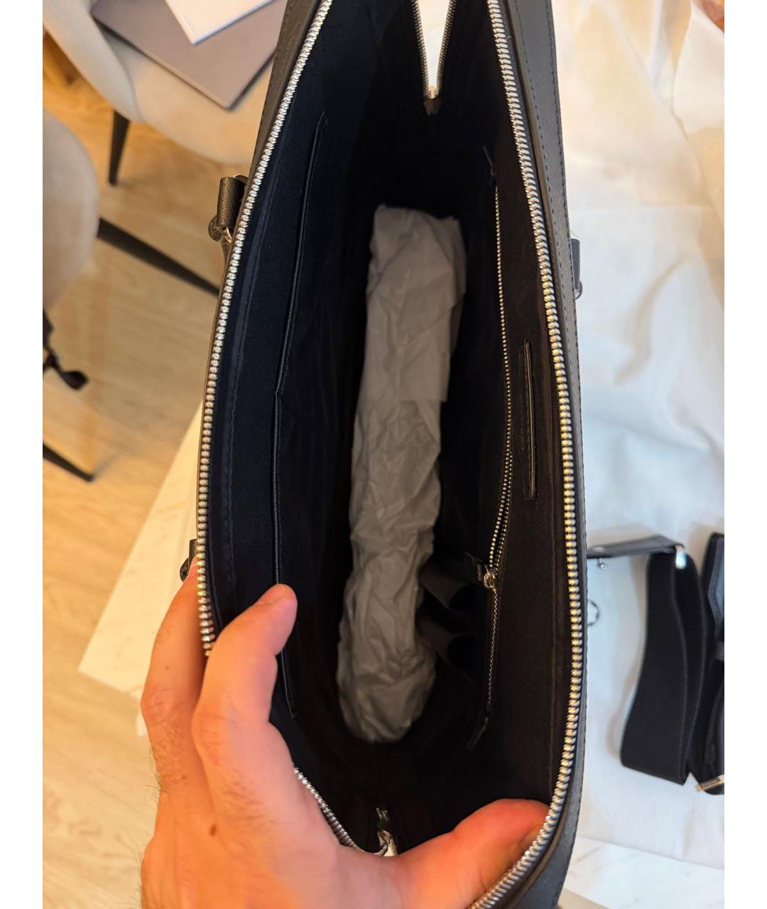 MONTBLANC Черный кожаный портфель, фото 4