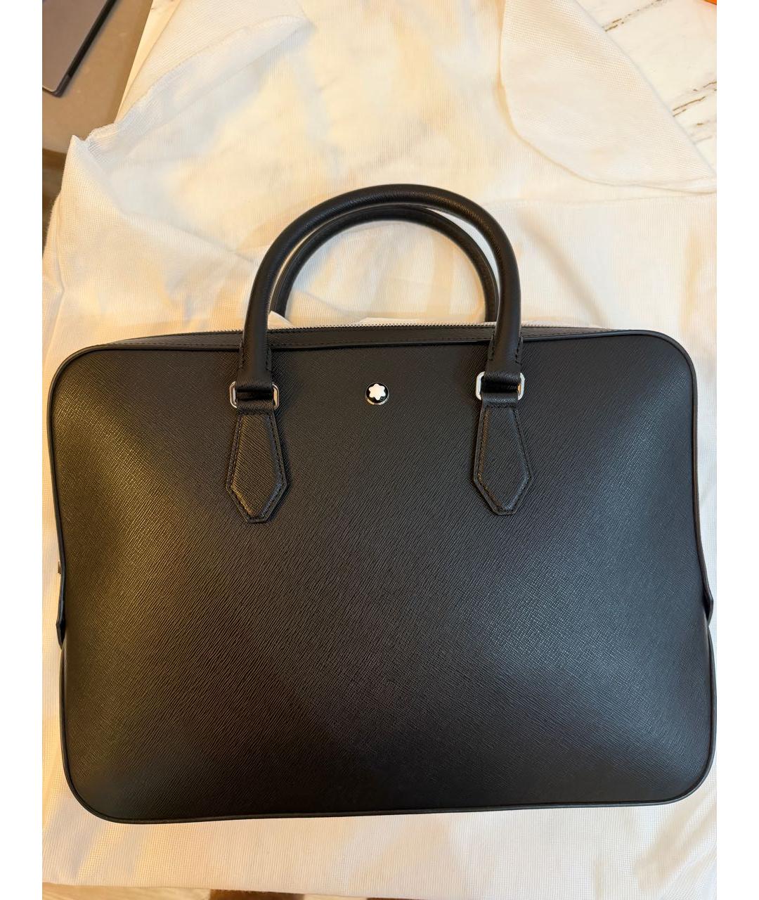 MONTBLANC Черный кожаный портфель, фото 8