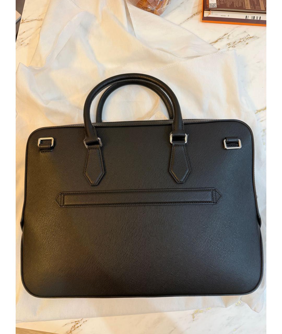 MONTBLANC Черный кожаный портфель, фото 3