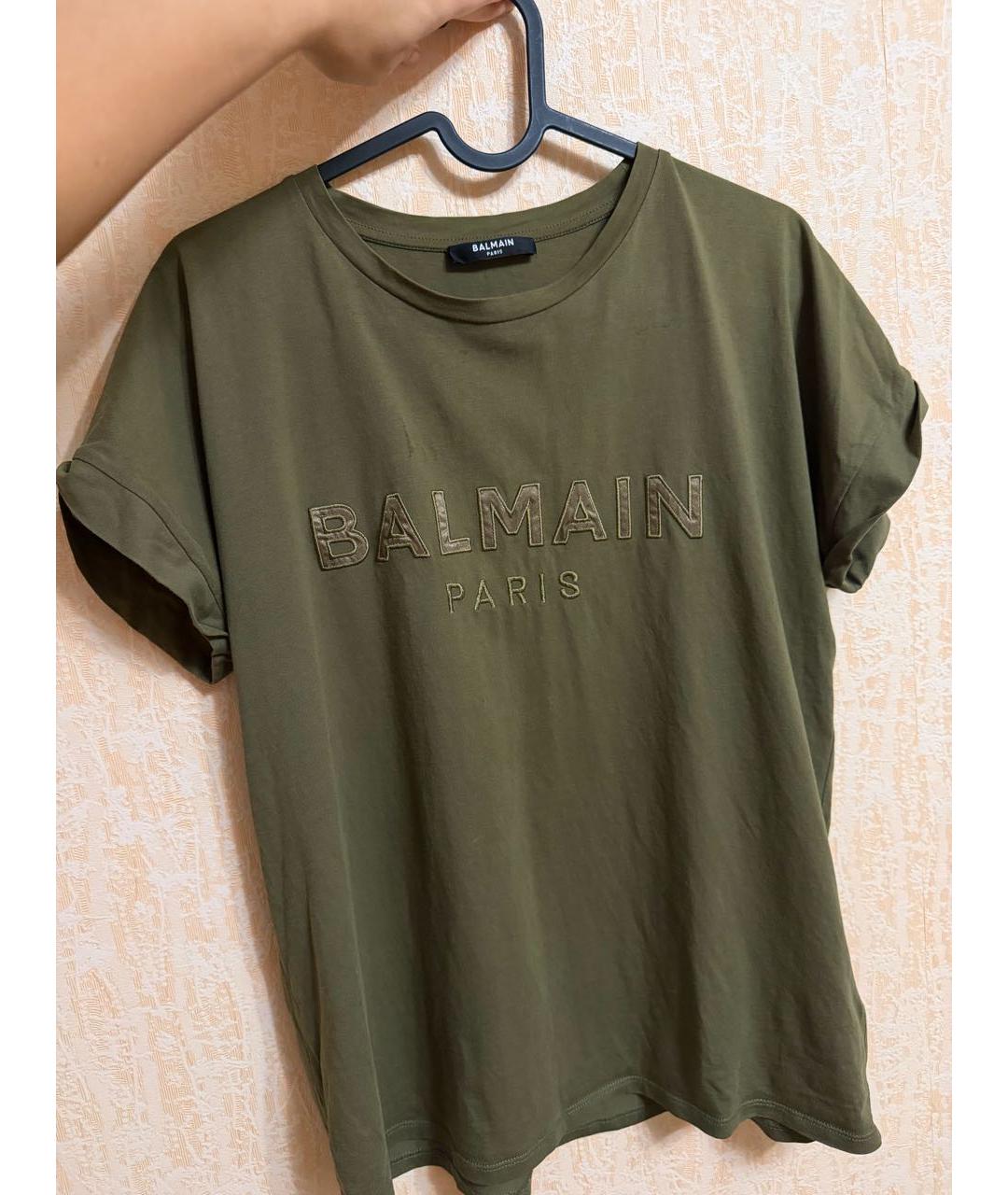 BALMAIN Хаки футболка, фото 5