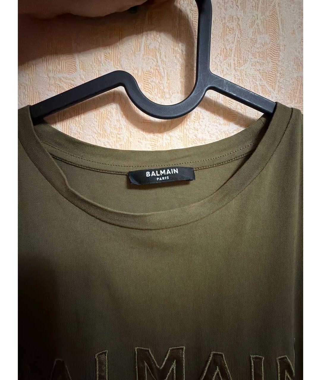 BALMAIN Хаки футболка, фото 3