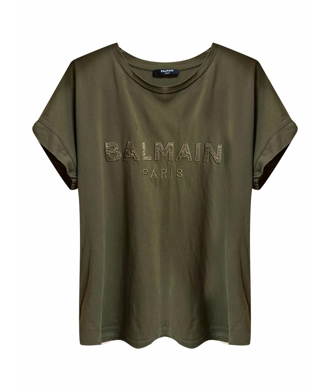 BALMAIN Хаки футболка, фото 1