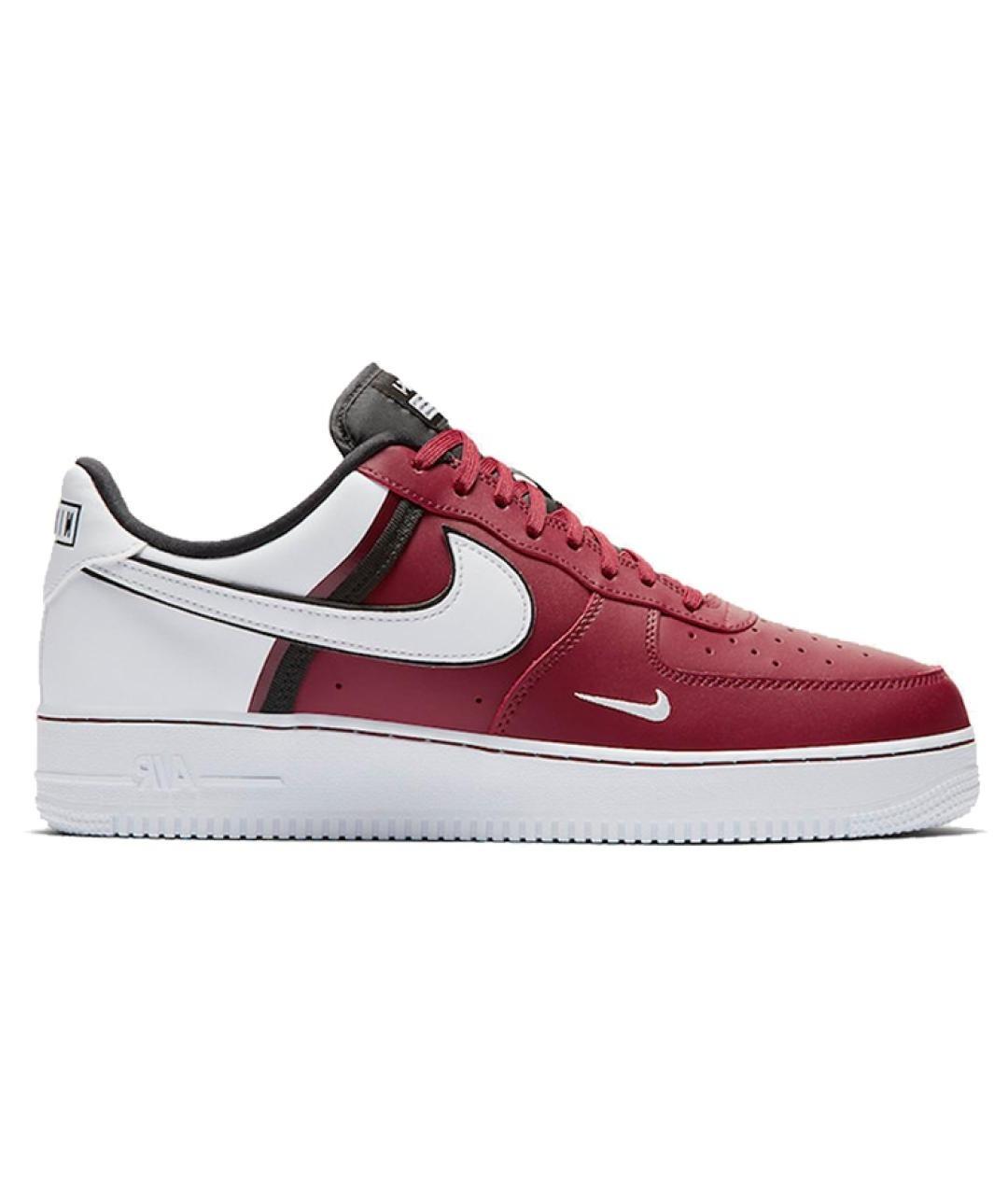 NIKE Красные кожаные низкие кроссовки / кеды, фото 1