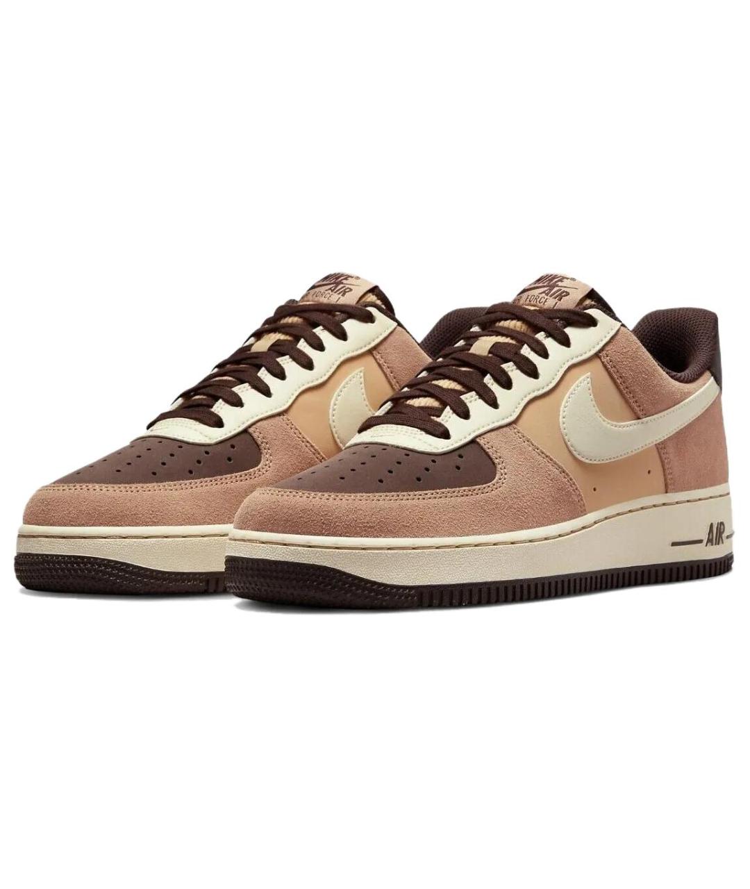 NIKE Коричневые кожаные низкие кроссовки / кеды, фото 4