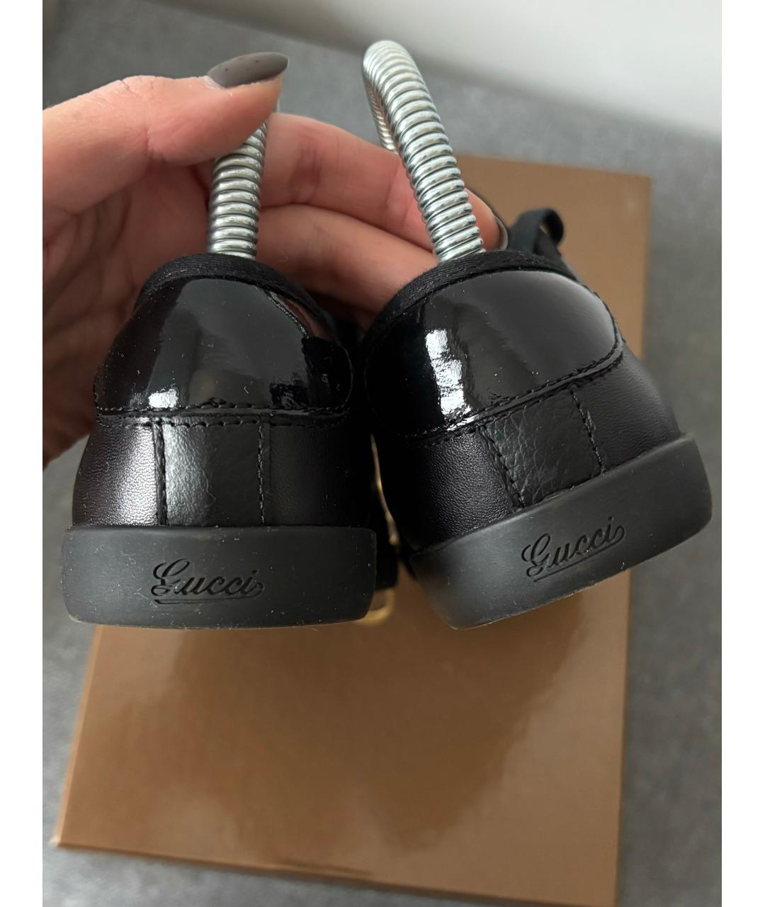 GUCCI Черные кожаные кеды, фото 4