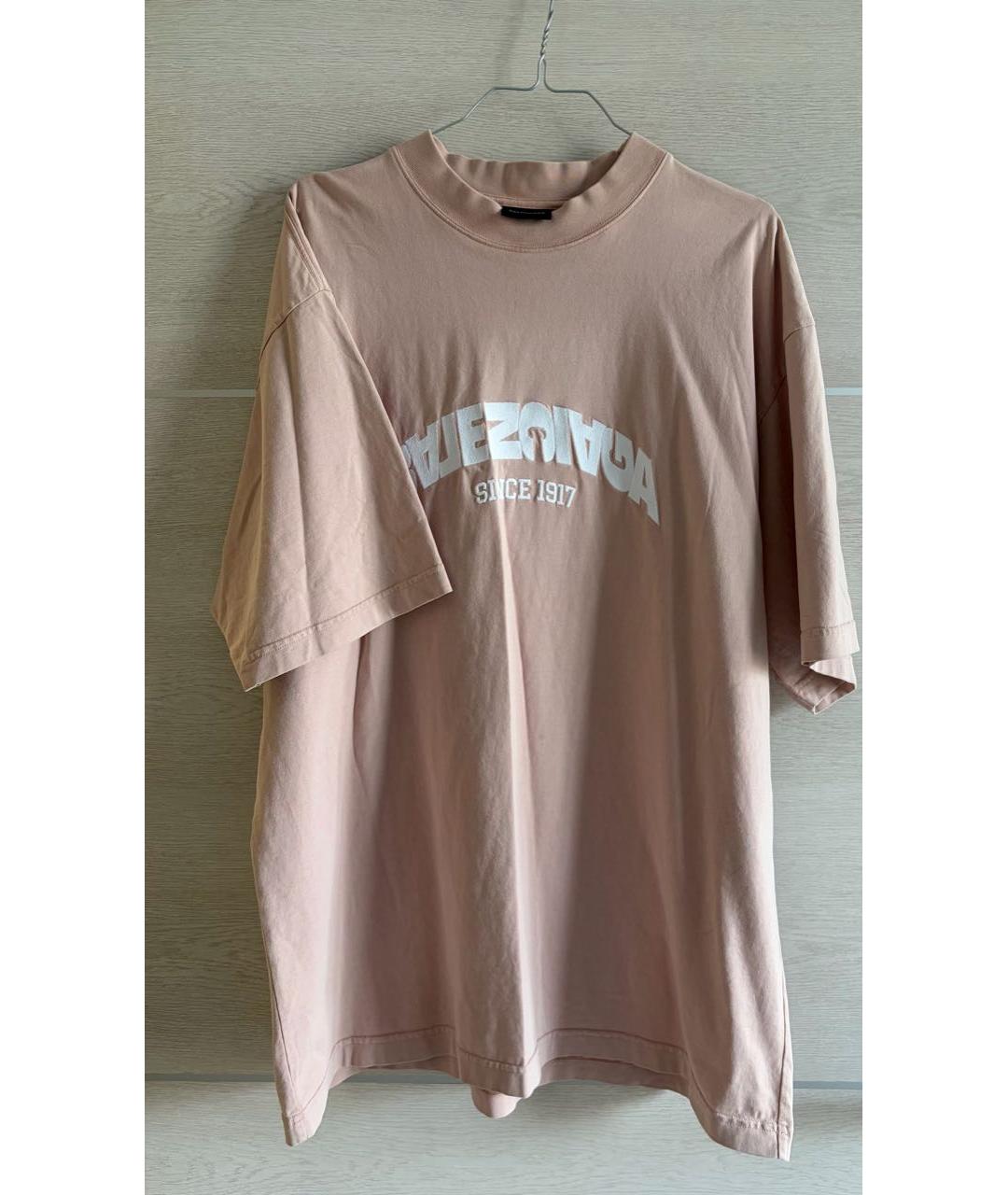 BALENCIAGA Розовая хлопковая футболка, фото 3