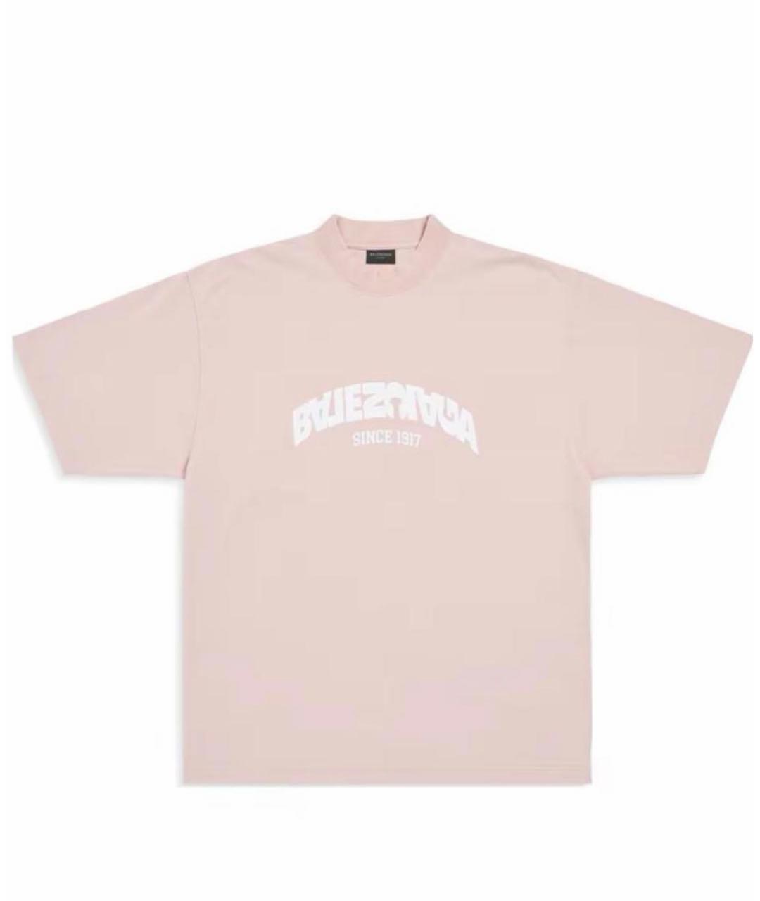 BALENCIAGA Розовая хлопковая футболка, фото 4