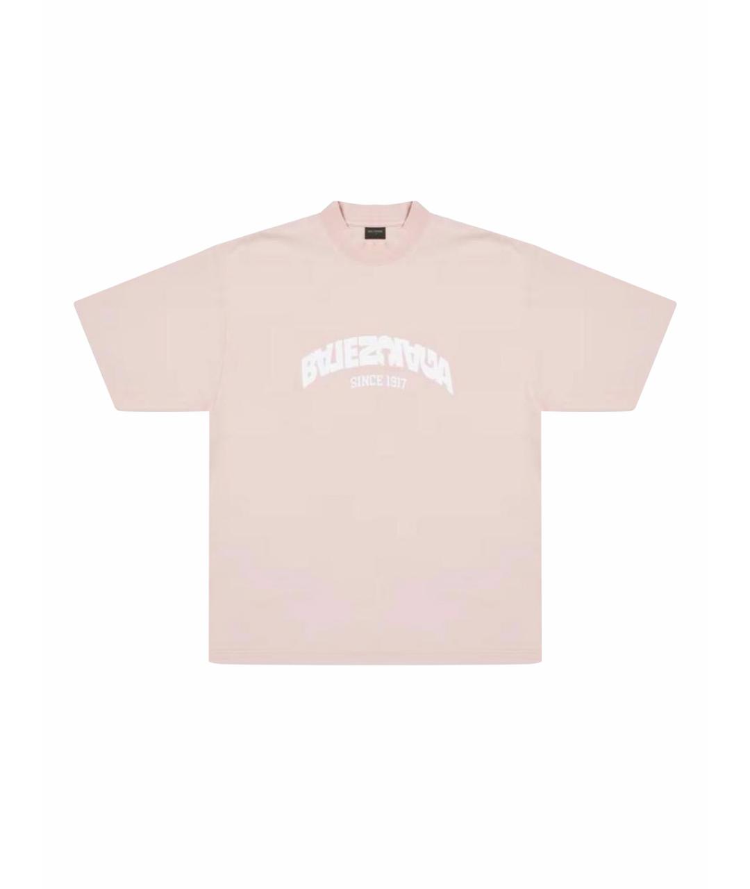 BALENCIAGA Розовая хлопковая футболка, фото 1
