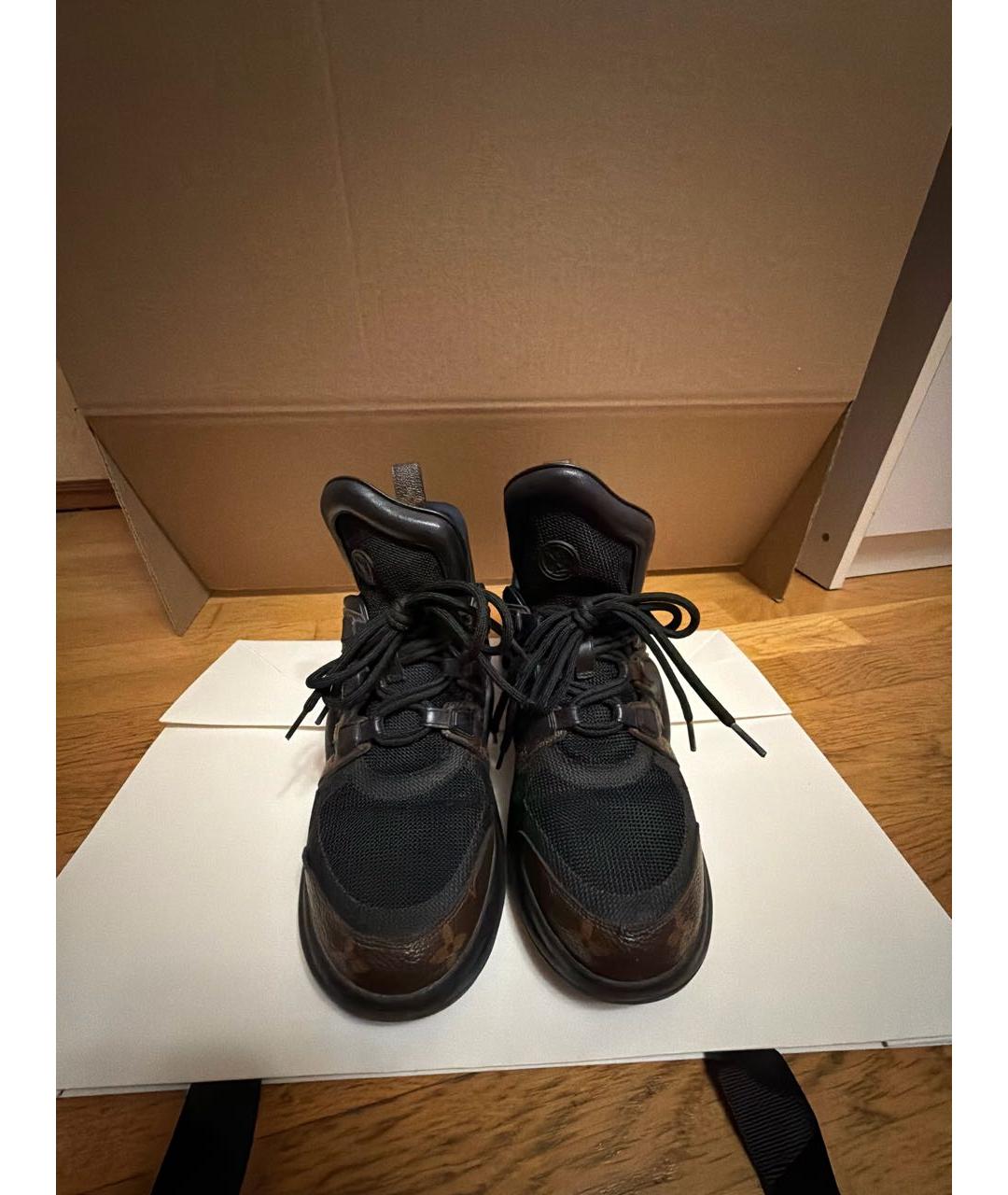 LOUIS VUITTON Коричневые кожаные кроссовки, фото 2