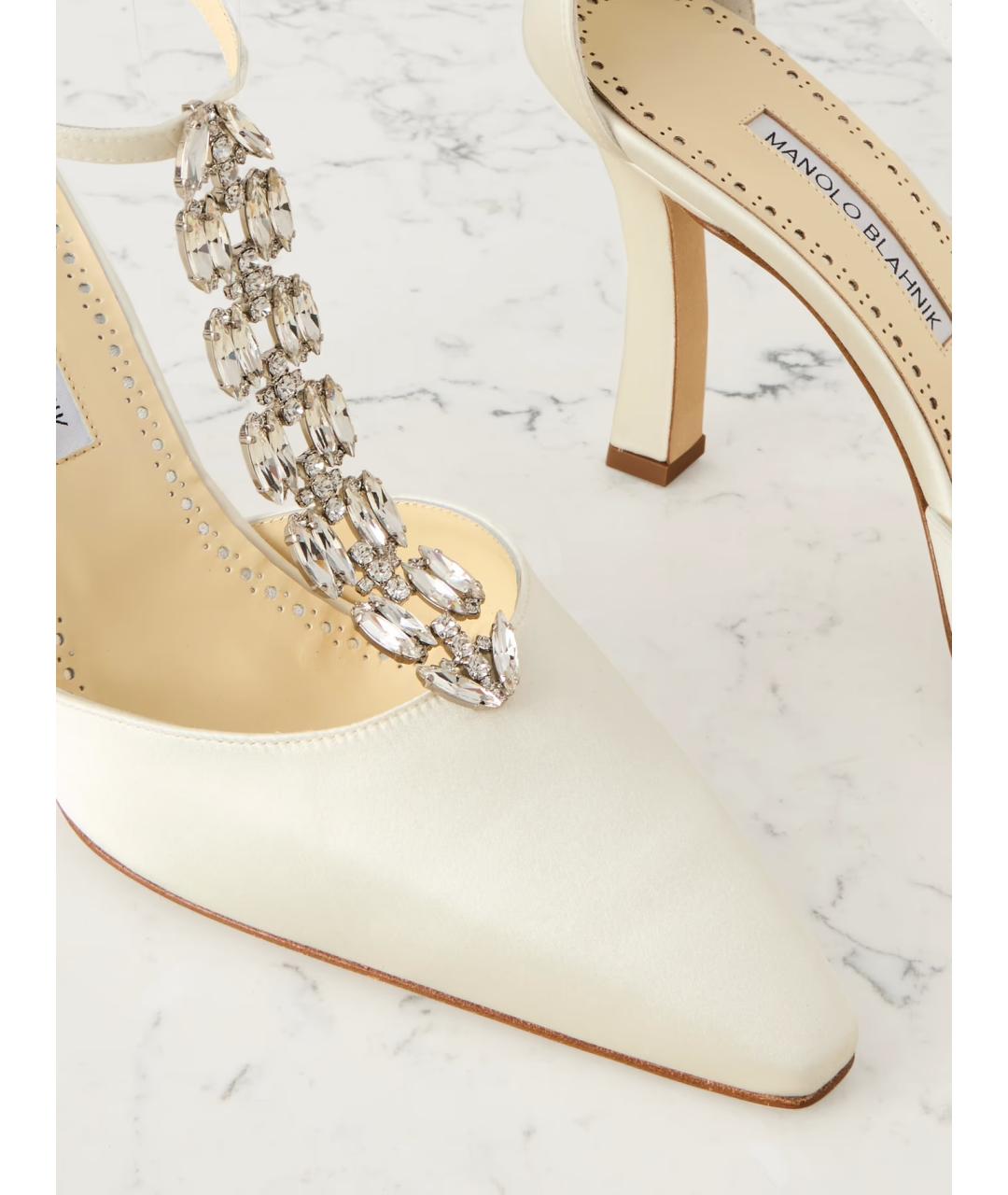 MANOLO BLAHNIK Белые текстильные туфли, фото 3