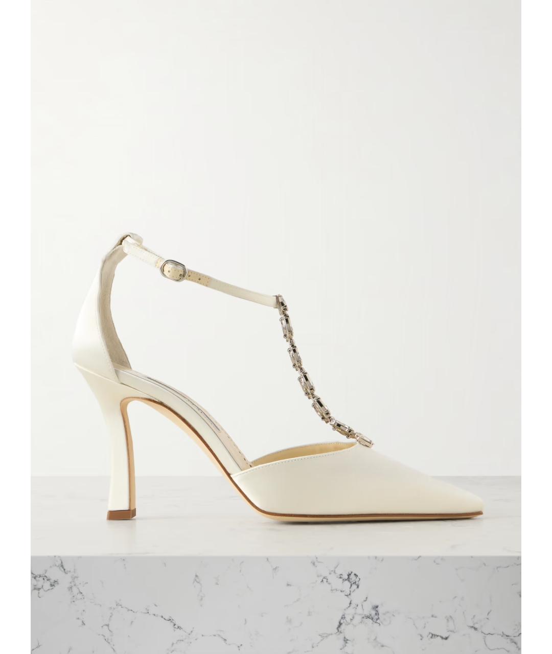 MANOLO BLAHNIK Белые текстильные туфли, фото 5