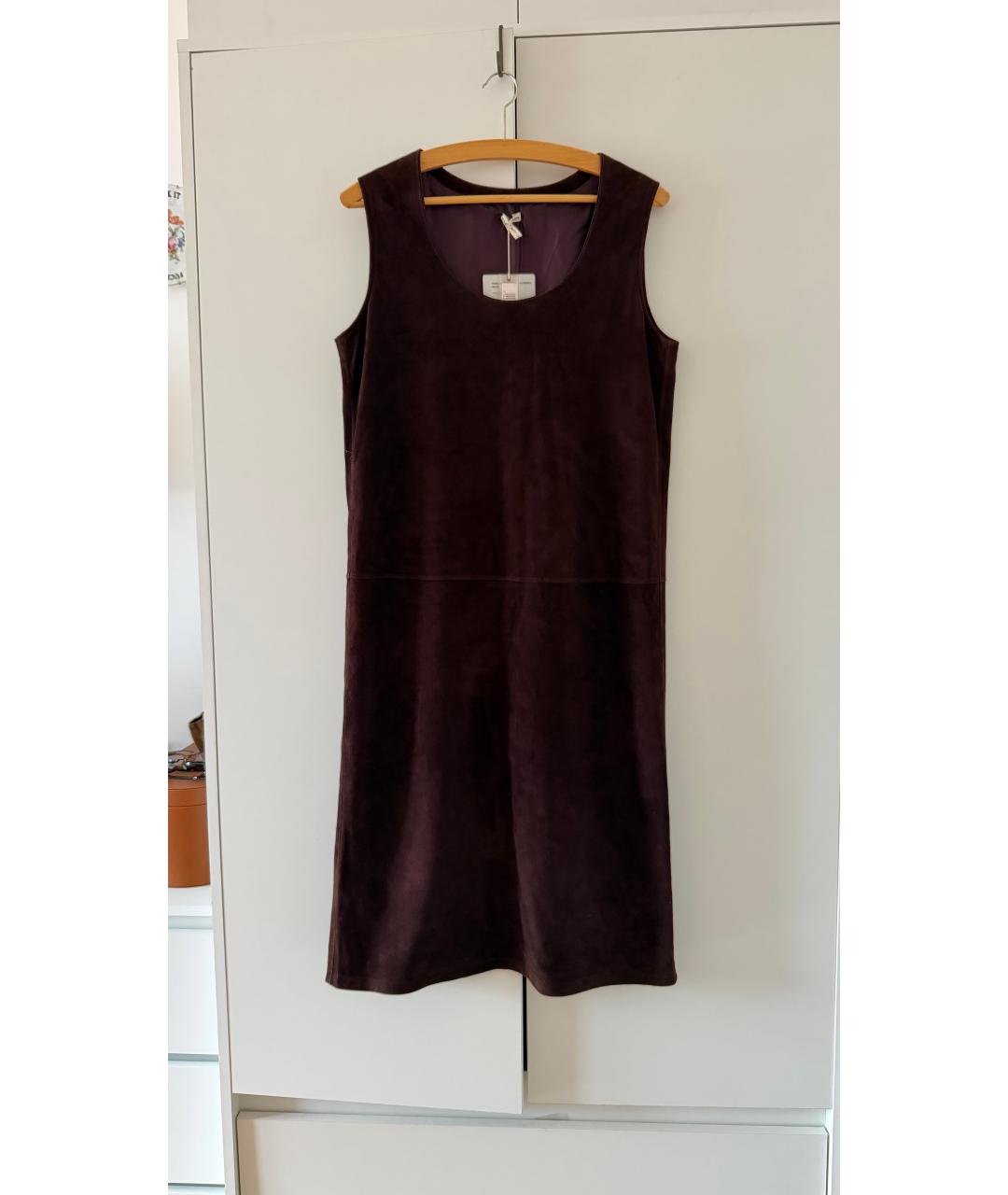 HERMES Бордовое замшевое повседневное платье, фото 3