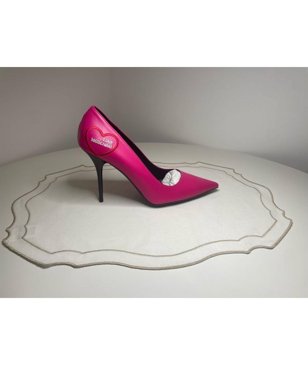 LOVE MOSCHINO Фуксия кожаные туфли, фото 8