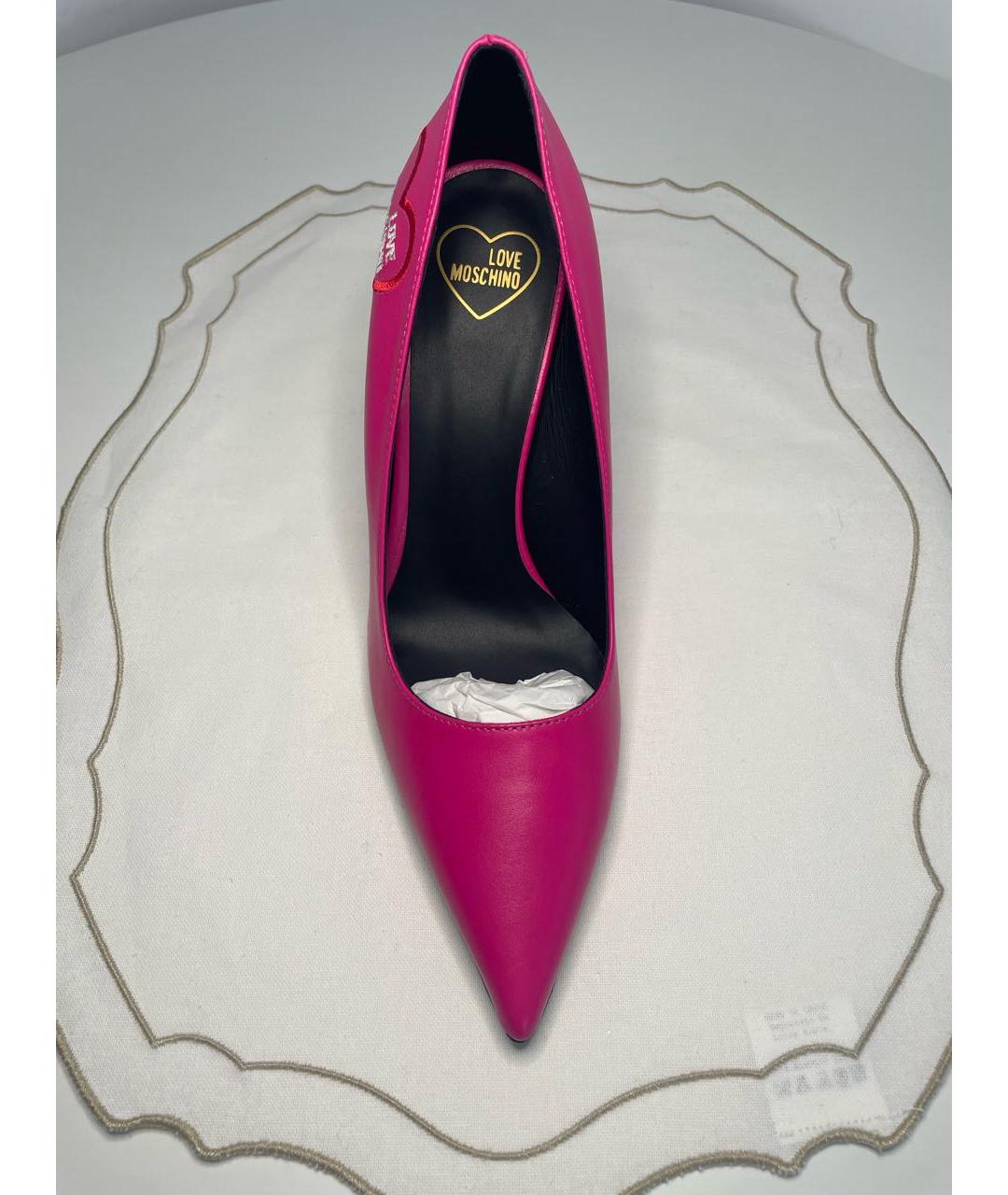 LOVE MOSCHINO Фуксия кожаные туфли, фото 2