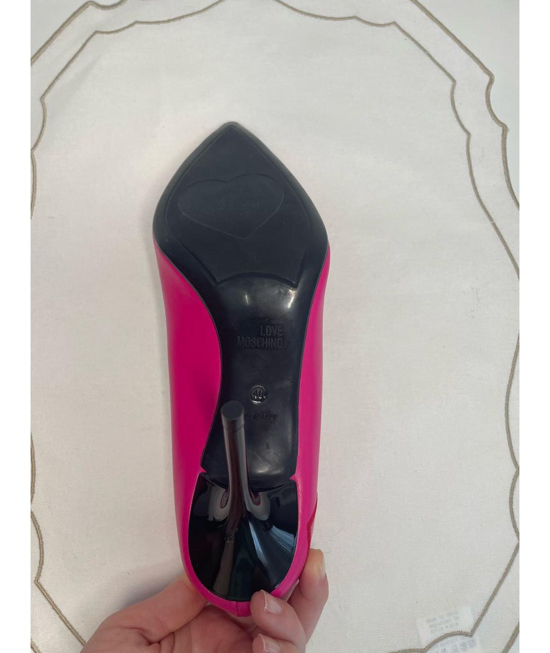 LOVE MOSCHINO Фуксия кожаные туфли, фото 7