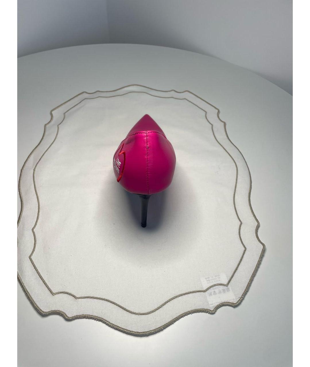 LOVE MOSCHINO Фуксия кожаные туфли, фото 4