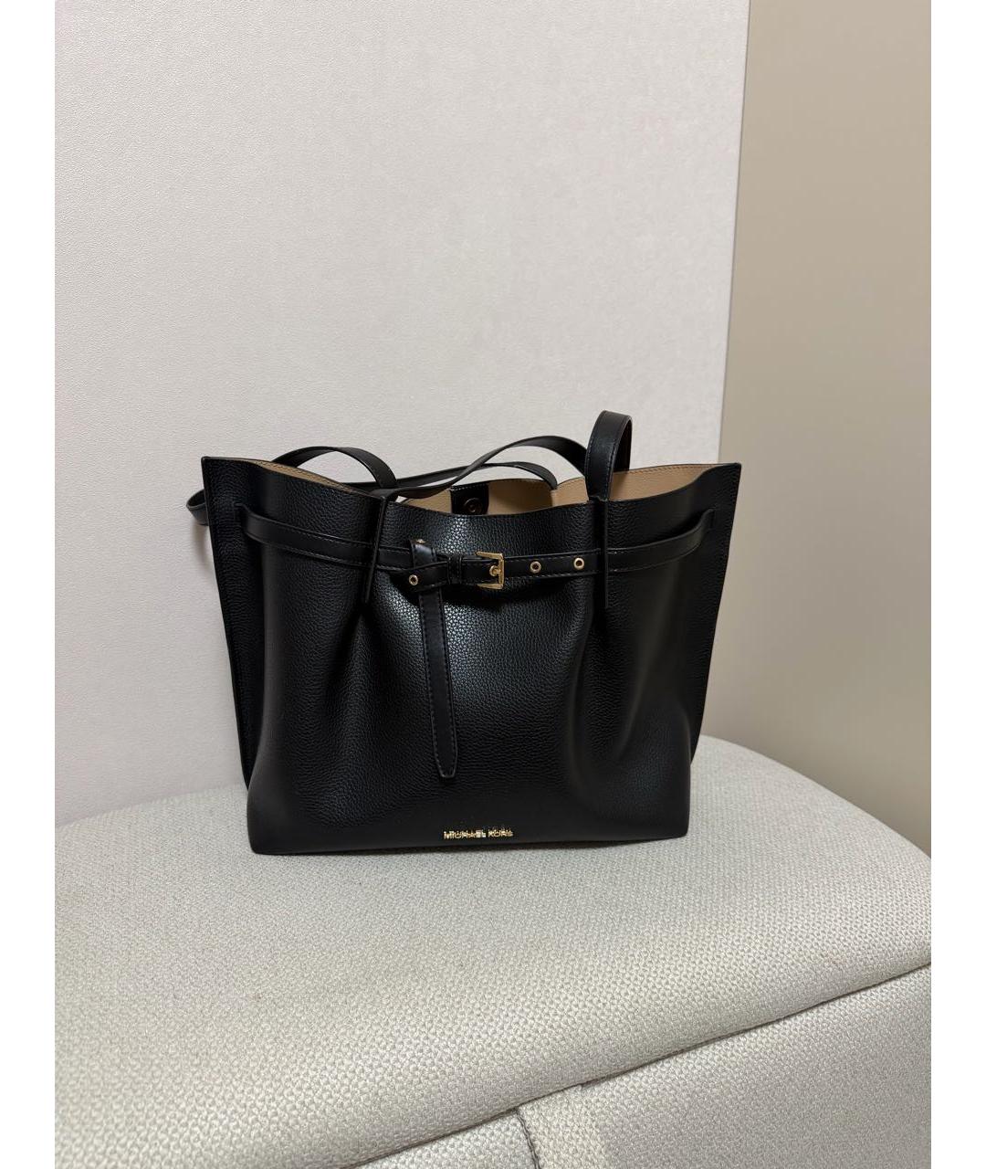 MICHAEL KORS Черная кожаная сумка тоут, фото 3