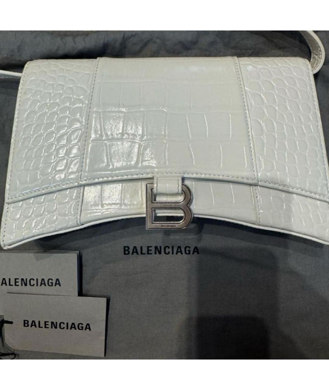 BALENCIAGA Белая кожаная сумка через плечо, фото 6
