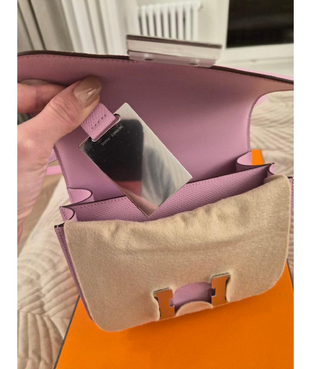 HERMES Розовая кожаная сумка через плечо, фото 4