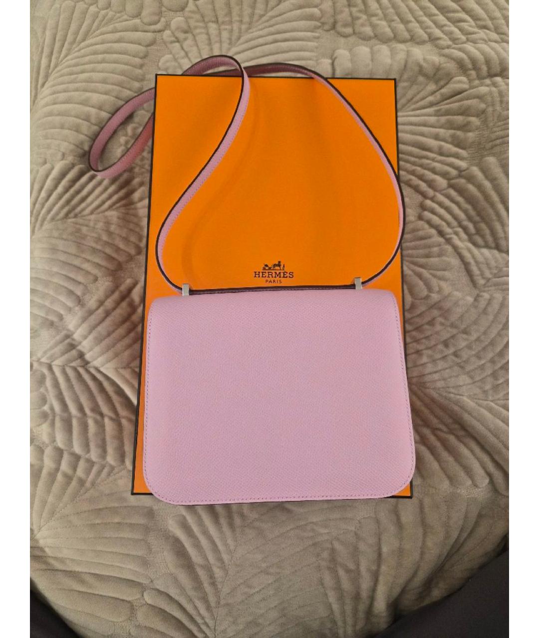 HERMES Розовая кожаная сумка через плечо, фото 3