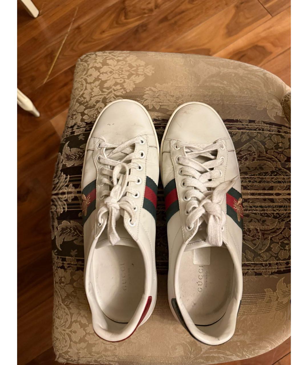 GUCCI Белые кожаные кеды, фото 3