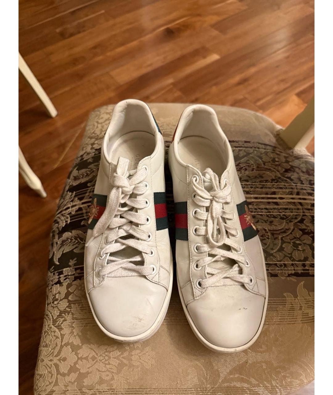 GUCCI Белые кожаные кеды, фото 2