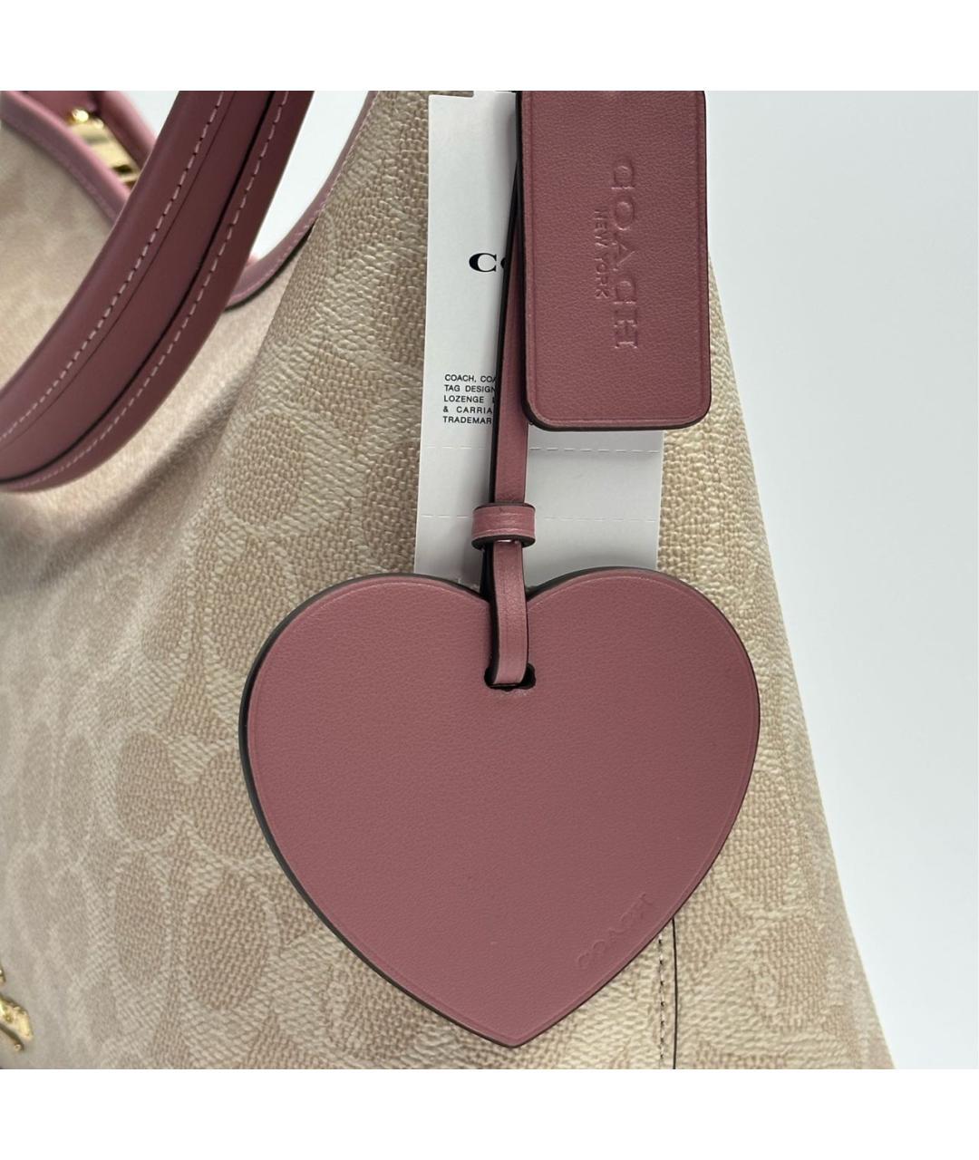 COACH Бежевая кожаная сумка через плечо, фото 5