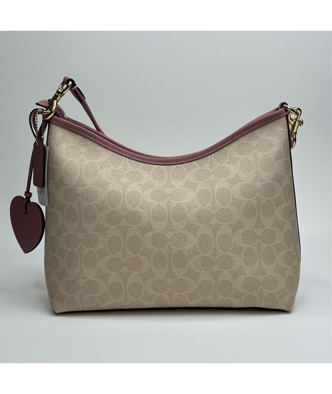 COACH Бежевая кожаная сумка через плечо, фото 3