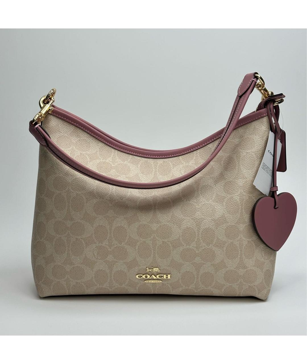 COACH Бежевая кожаная сумка через плечо, фото 8
