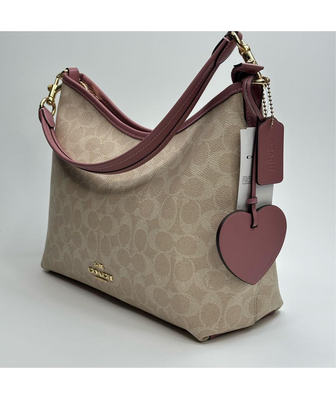 COACH Бежевая кожаная сумка через плечо, фото 2