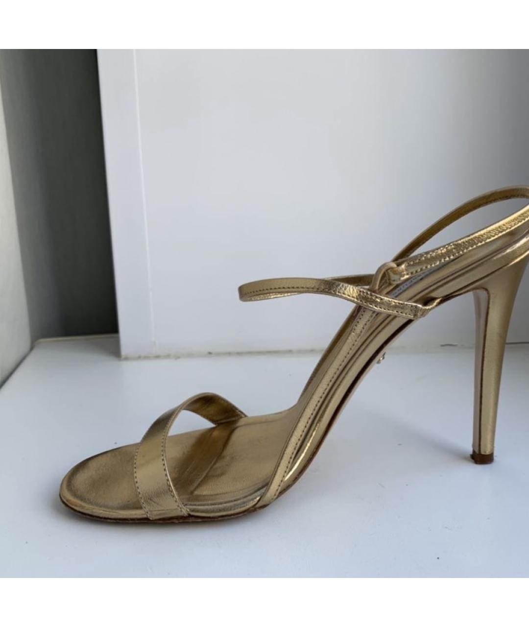 DIANE VON FURSTENBERG Золотые кожаные босоножки, фото 7