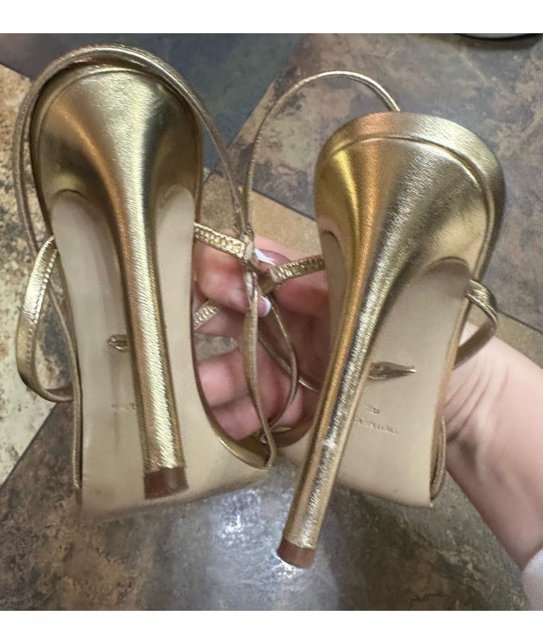 DIANE VON FURSTENBERG Золотые кожаные босоножки, фото 4