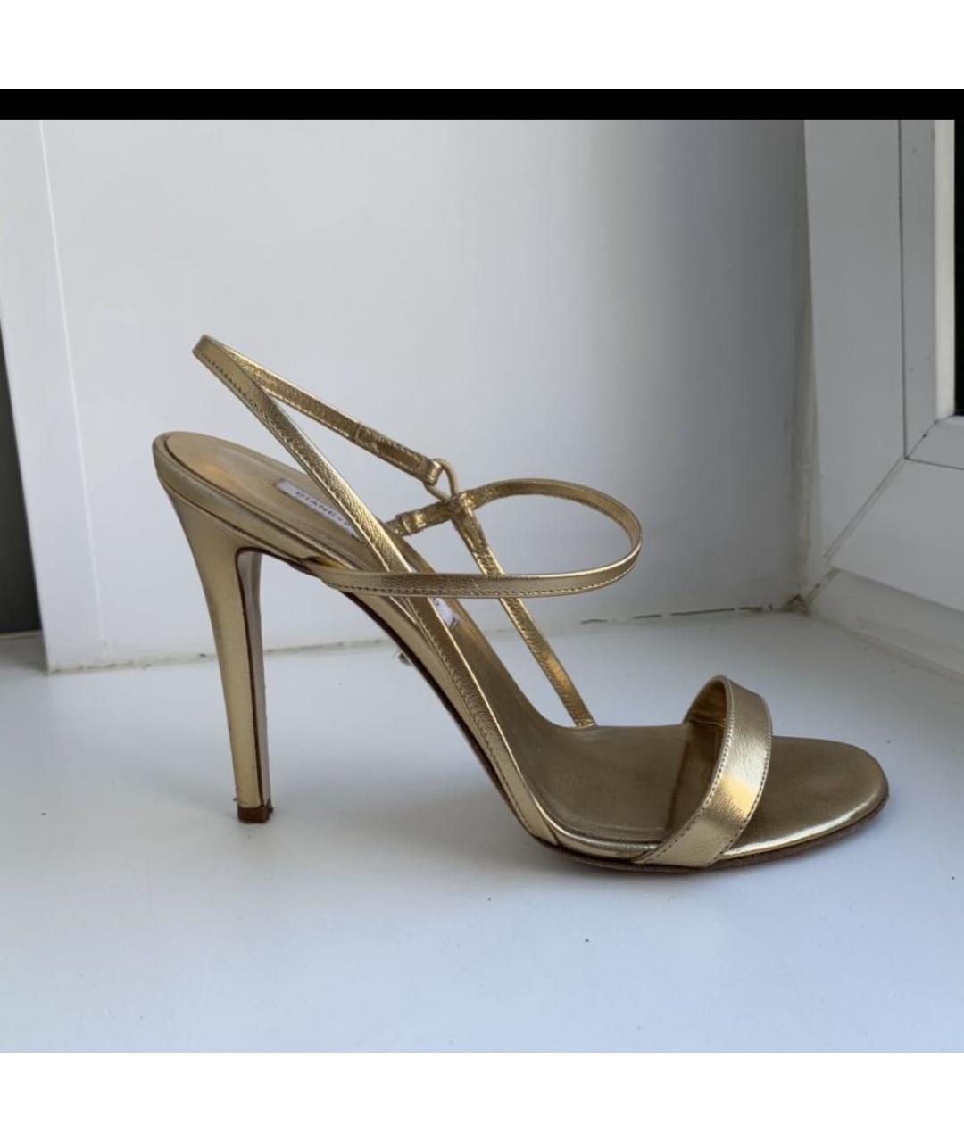 DIANE VON FURSTENBERG Золотые кожаные босоножки, фото 6