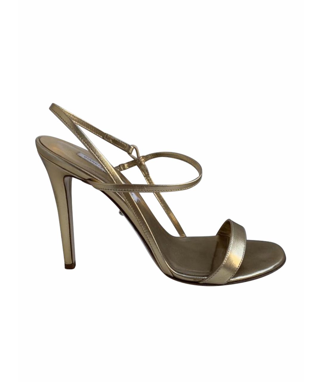 DIANE VON FURSTENBERG Золотые кожаные босоножки, фото 1