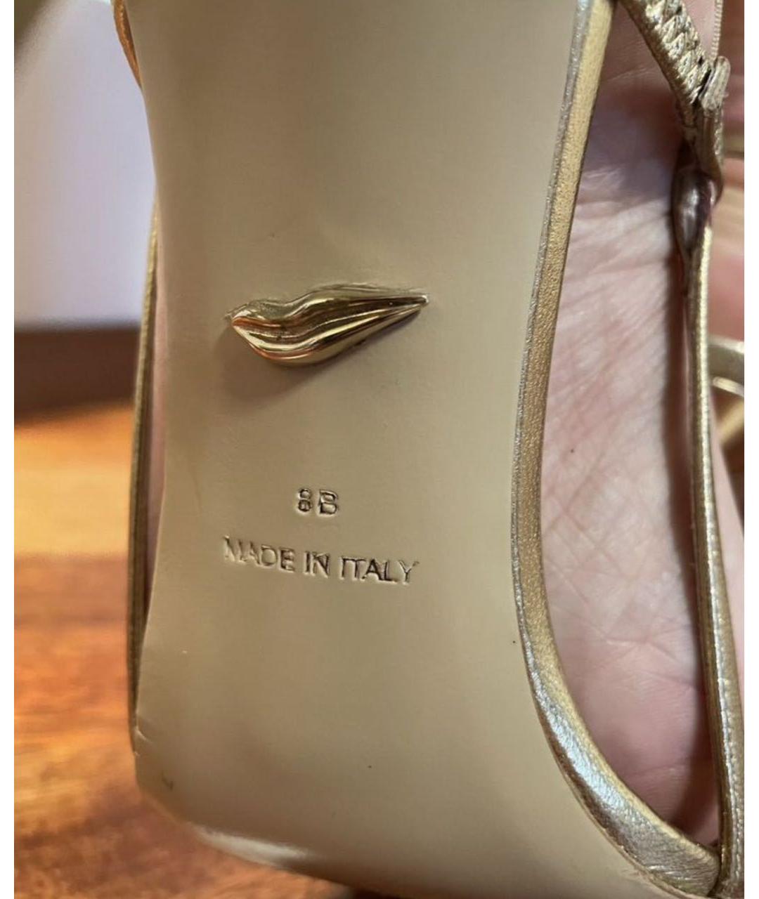 DIANE VON FURSTENBERG Золотые кожаные босоножки, фото 5