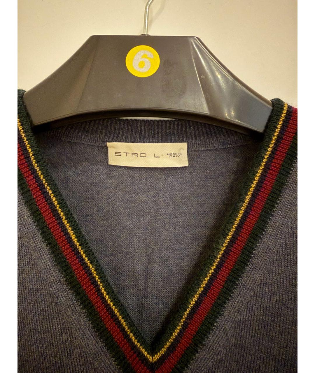 ETRO Синий шерстяной джемпер / свитер, фото 3