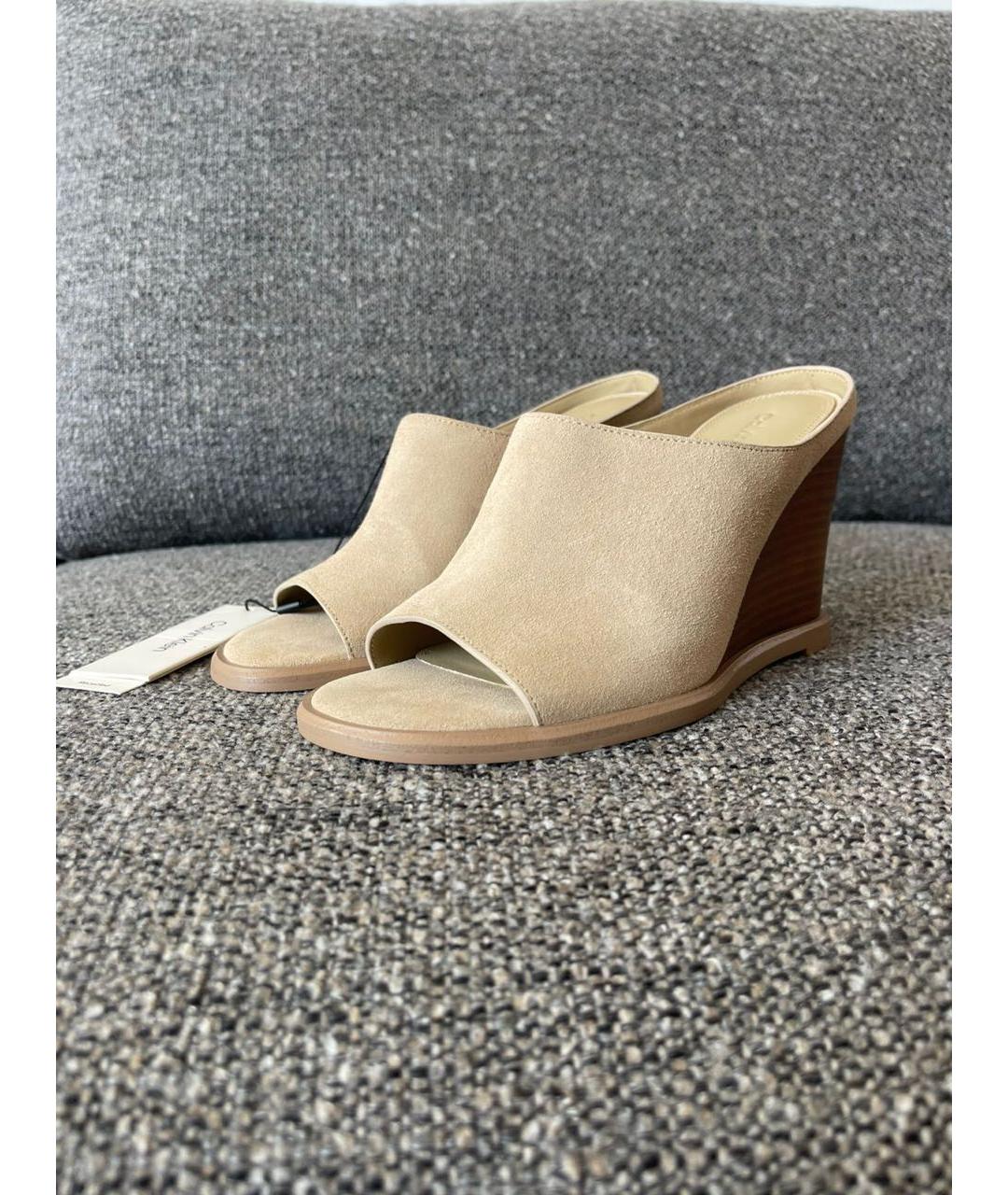 CALVIN KLEIN Бежевые замшевые мюли, фото 2