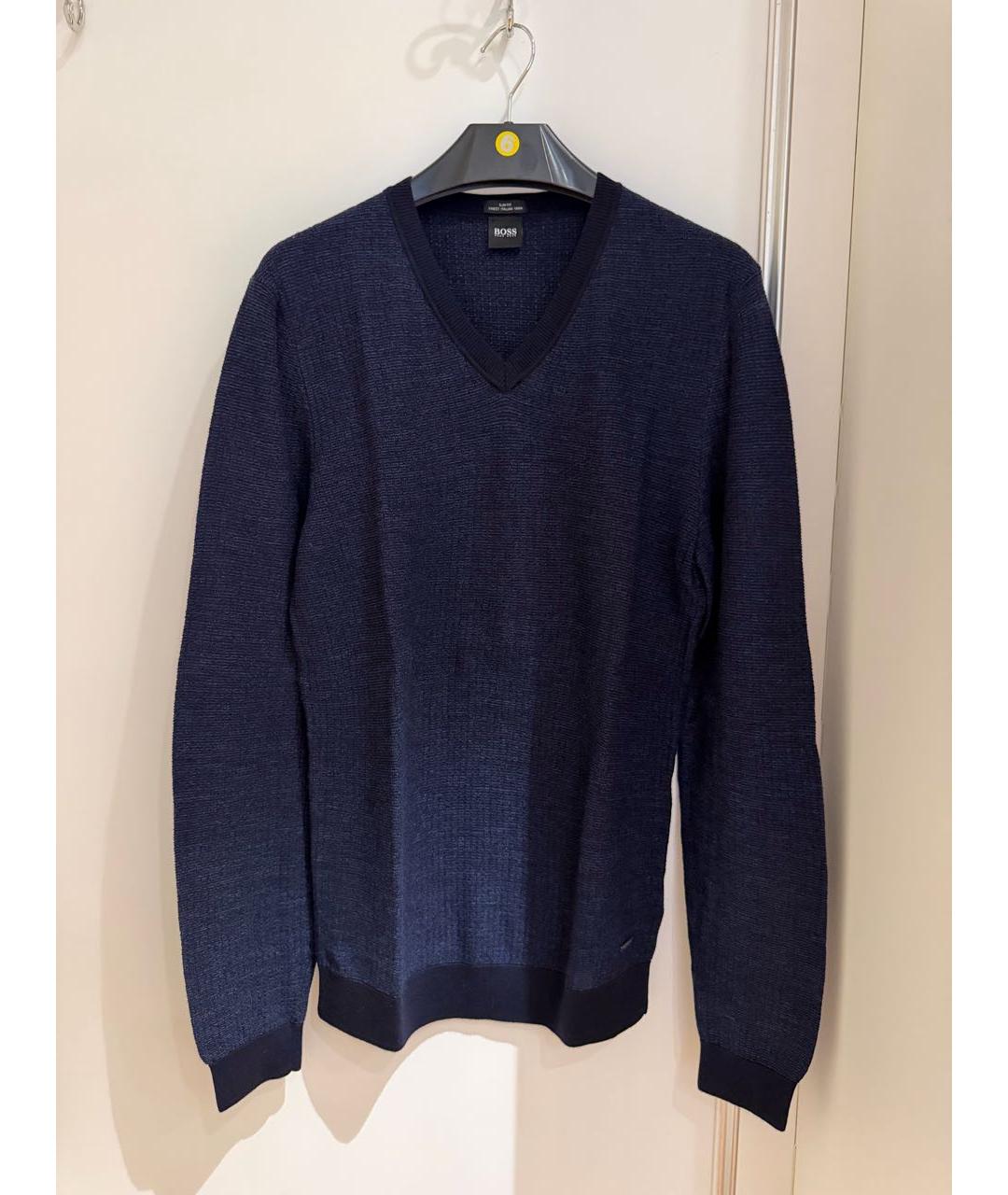 HUGO BOSS Темно-синий шерстяной джемпер / свитер, фото 6