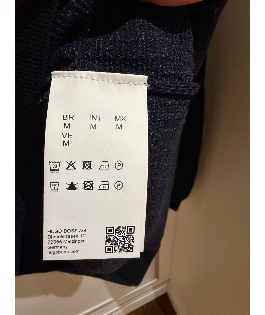 HUGO BOSS Темно-синий шерстяной джемпер / свитер, фото 4