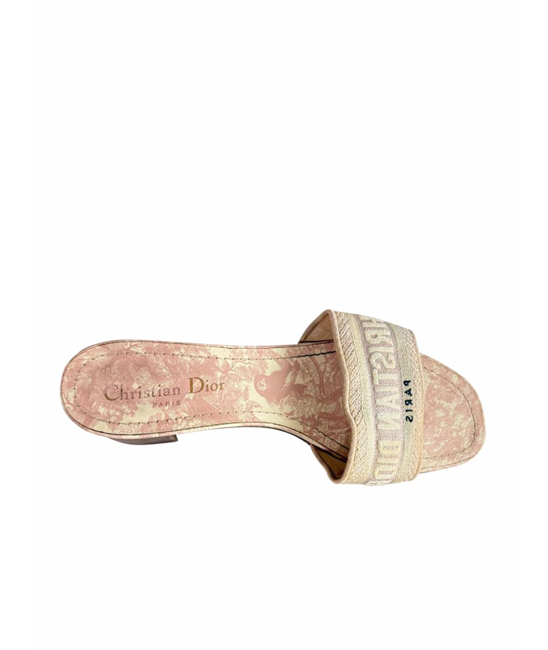 CHRISTIAN DIOR Розовые текстильные босоножки, фото 1