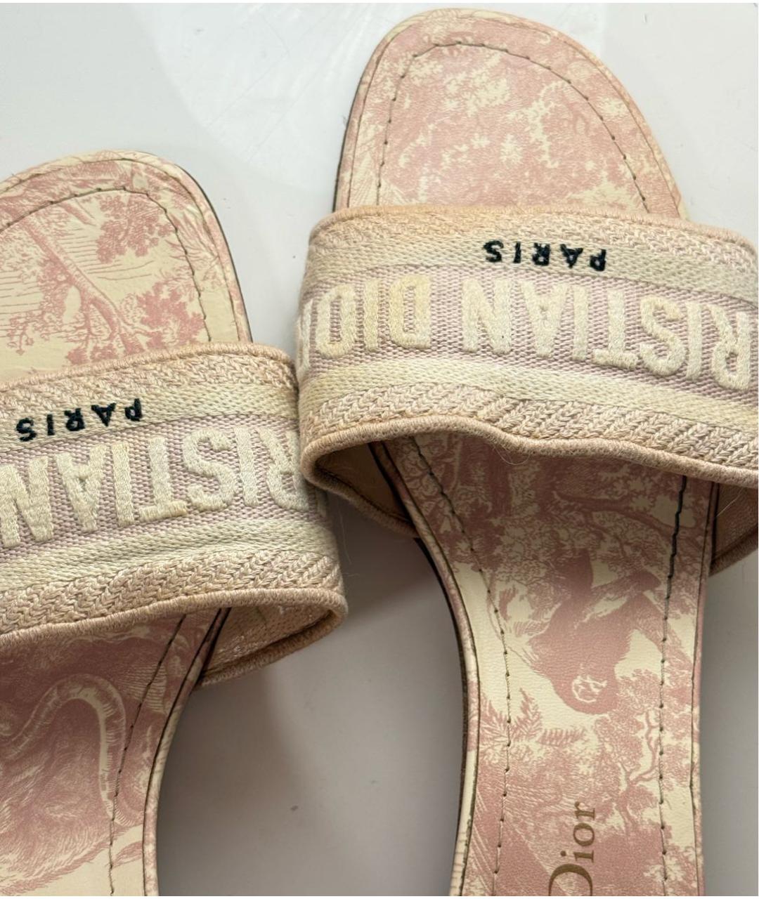 CHRISTIAN DIOR Розовые текстильные босоножки, фото 4