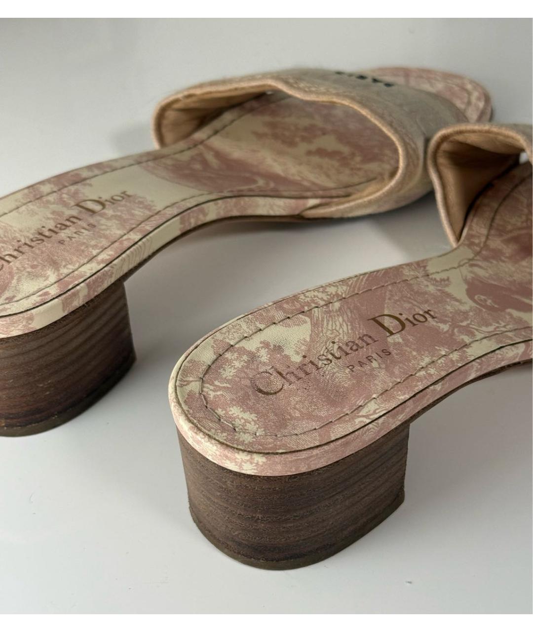 CHRISTIAN DIOR Розовые текстильные босоножки, фото 3