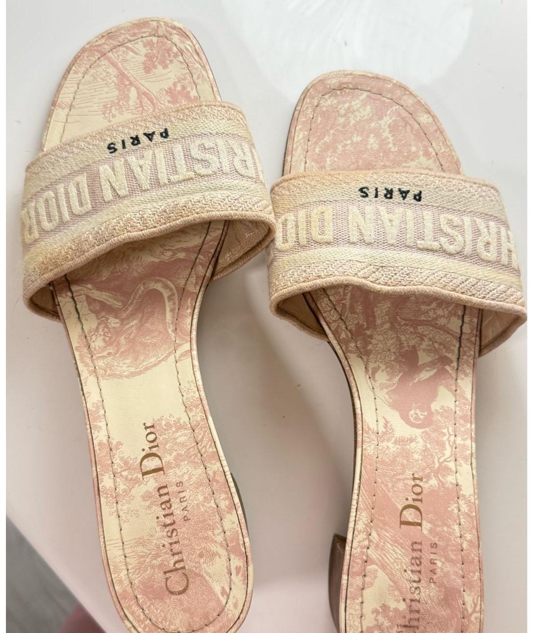 CHRISTIAN DIOR Розовые текстильные босоножки, фото 2