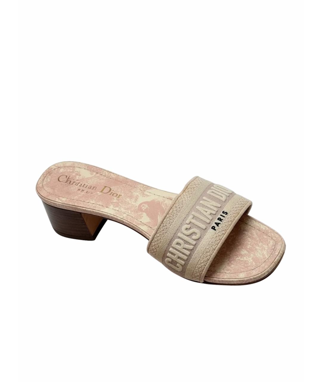 CHRISTIAN DIOR Розовые текстильные босоножки, фото 5