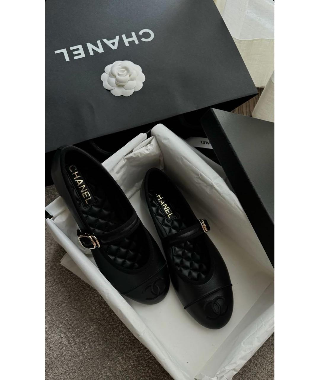 CHANEL Черные кожаные балетки, фото 2