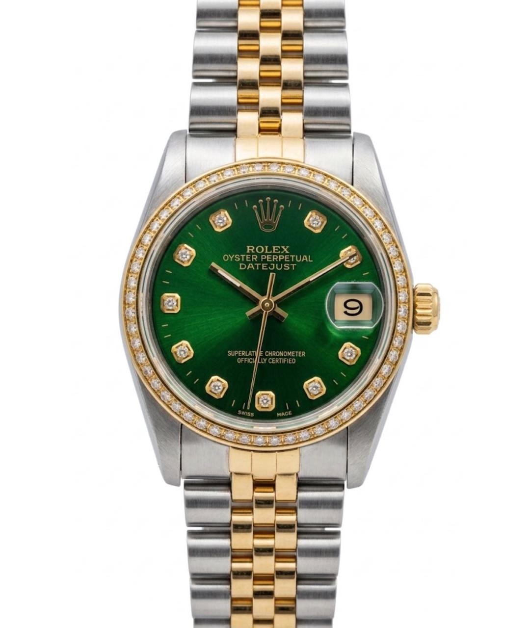 ROLEX Зеленые часы из желтого золота, фото 1