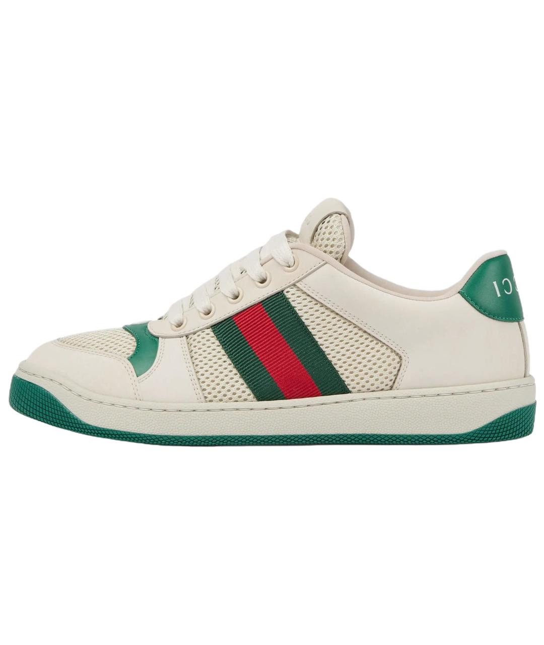 GUCCI Белые кожаные кроссовки, фото 2